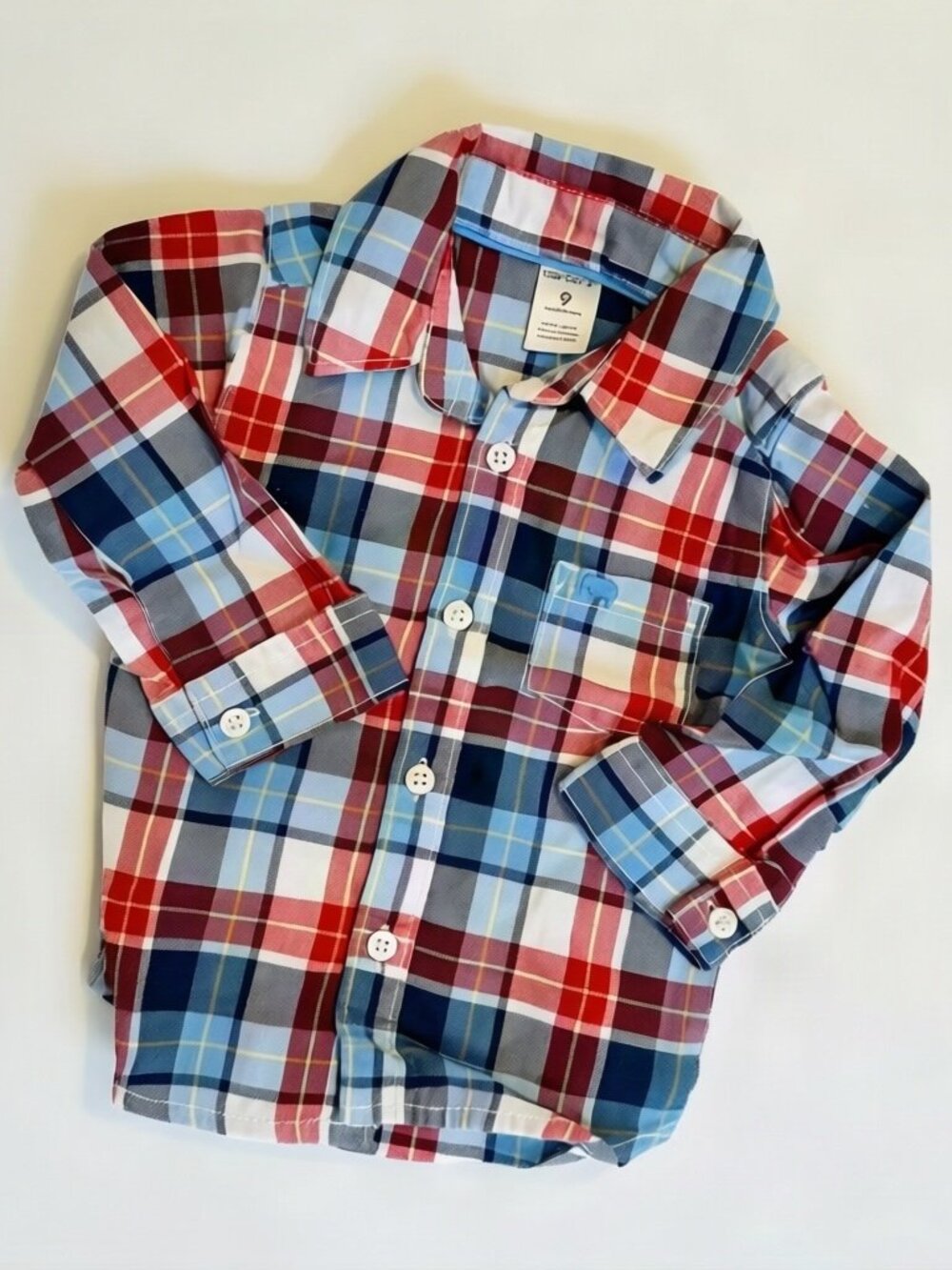Carter's Baby Red Blue Plaid Button Down Shirt 9M